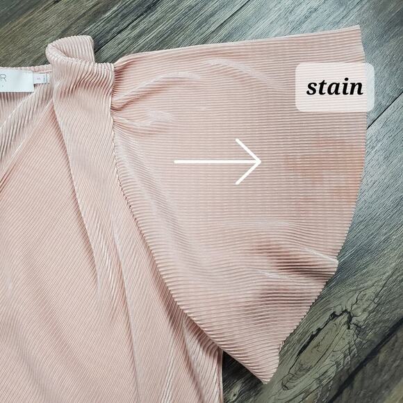 ASTR The Label Crop Plissé Top Blush Pink Size Small Textured Short Sleeve - Picture 9 of 9